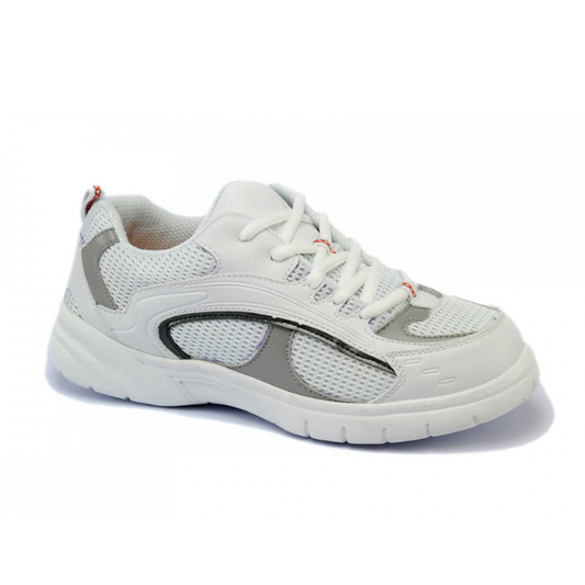 Mt. Emey 9701-3L White/Silver - Men's Light Weight Athletic Walking Shoe with Laces