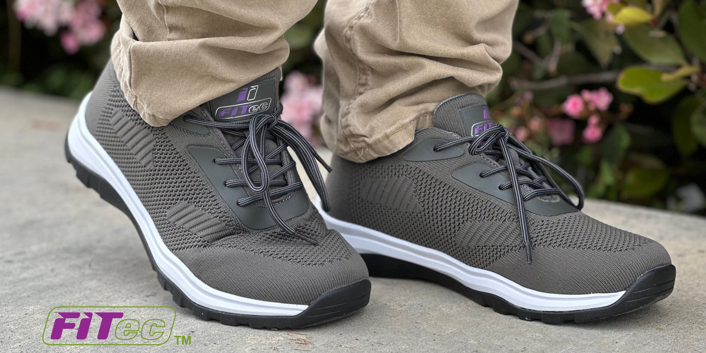 FITec 9735-5L Gray - Men's Laces Walking Shoes with Slip Resistant Soles