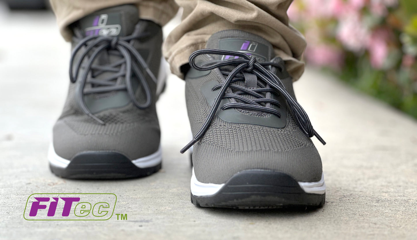 FITec 9735-5L Gray - Men's Laces Walking Shoes with Slip Resistant Soles