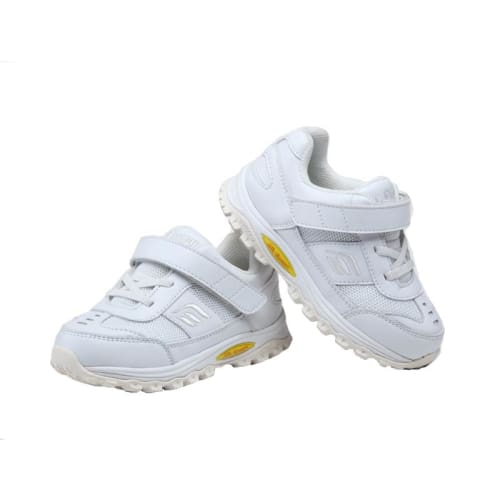 Mt. Emey 3301-3L White - Children Straight Last Athletic Shoes With Elastic Laces - Shoes