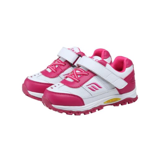 Mt. Emey 3301-5L White/rosy Red - Children Straight Last Athletic Shoes With Elastic Laces - Shoes