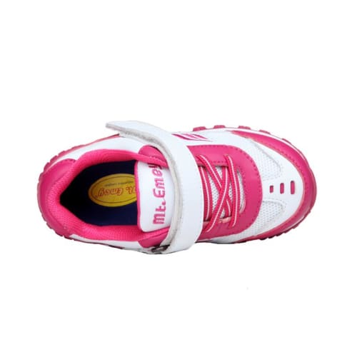 Mt. Emey 3301-5L White/rosy Red - Children Straight Last Athletic Shoes With Elastic Laces - Shoes