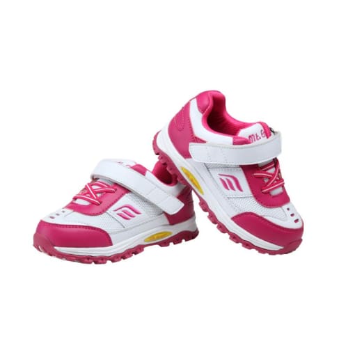 Mt. Emey 3301-5L White/rosy Red - Children Straight Last Athletic Shoes With Elastic Laces - Shoes