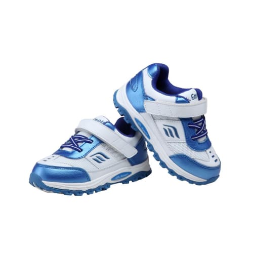 Mt. Emey 3301-6L White/navy Blue - Children Straight Last Athletic Shoes With Elastic Laces - Shoes