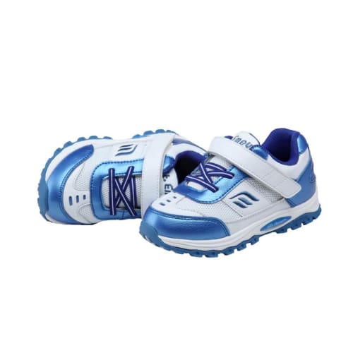 Mt. Emey 3301-6L White/navy Blue - Children Straight Last Athletic Shoes With Elastic Laces - Shoes