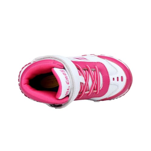 Mt. Emey 3305-5H White/rosy Red - Children Straight Last Athletic Boots With Elastic Laces - Shoes