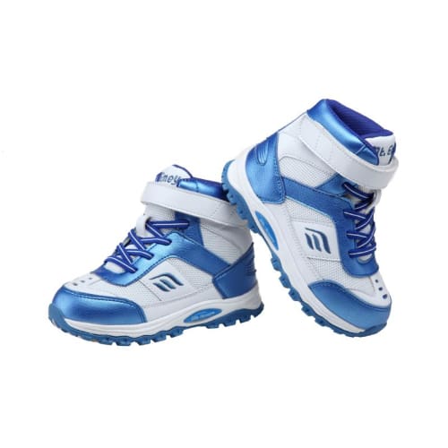 Mt. Emey 3305-6H White/navy Blue - Children Straight Last Athletic Boots With Elastic Laces - Shoes