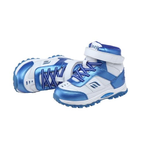 Mt. Emey 3305-6H White/navy Blue - Children Straight Last Athletic Boots With Elastic Laces - Shoes