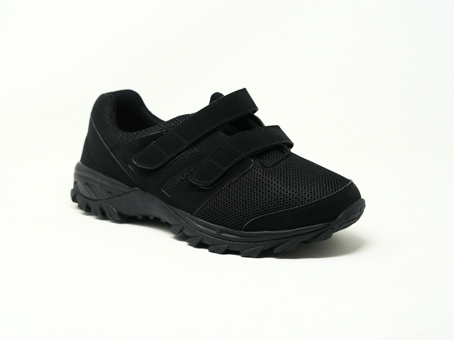 Mt. Emey 9704-V Black - Men Athletic Mesh Hook and Loop Walking Shoes