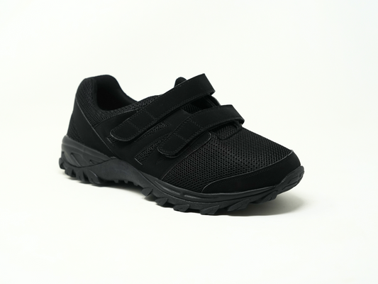 Mt. Emey 9704-V Black - Men Athletic Mesh Hook and Loop Walking Shoes