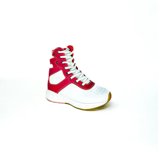 Final Sale - MT. Emey 2613 White/Ruby - Children's Stability Boots with lace