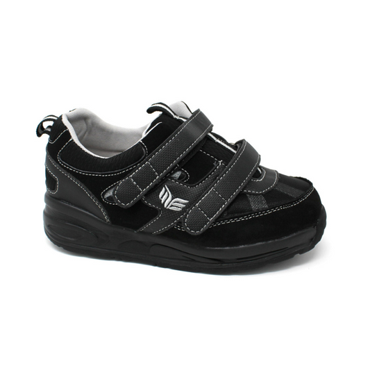 MT. Emey MTS16V Black - Kids Extra Depth Athletic Walking Shoes Hook and Loop
